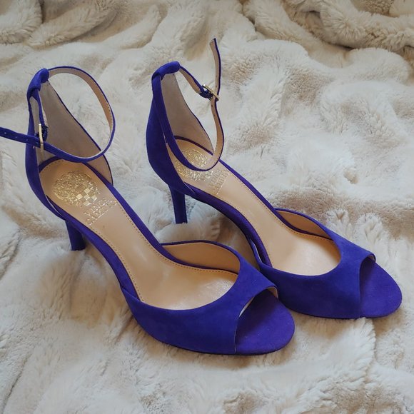 Vince Camuto Shoes - Vince Camuto - Suede, Ankle strap Sandel - Deep -  Blue/Purple, Sz 8